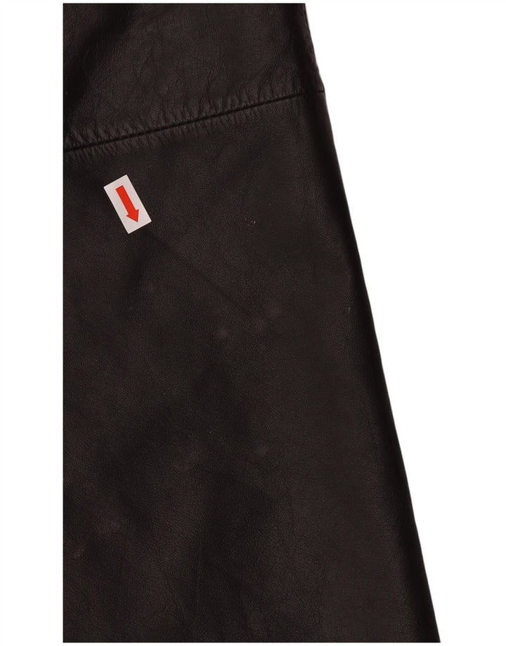 Saia feminina de couro de cintura alta CHALICE Reino Unido 8 pequena W24 couro preto