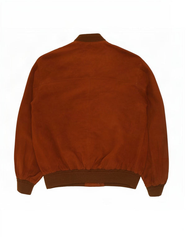 Vintage Mens Suede Bomber Jacket UK 42 XL Brown Leather