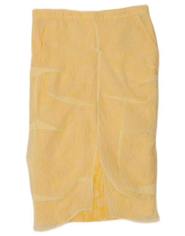 Saia midi feminina Zara pequena W30 poliamida amarela