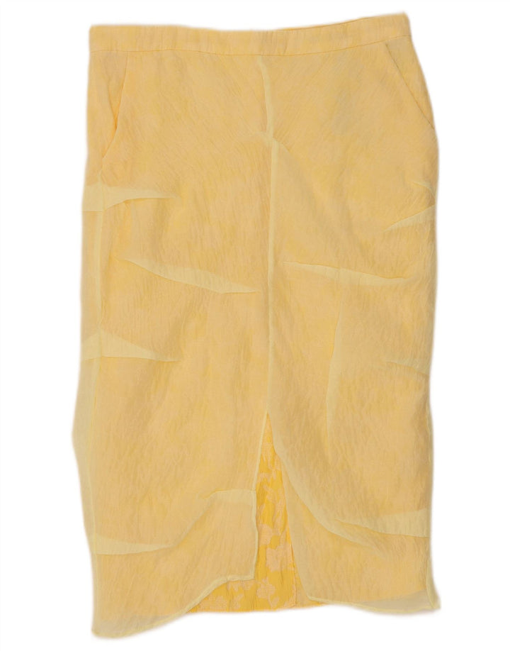Saia midi feminina Zara pequena W30 poliamida amarela