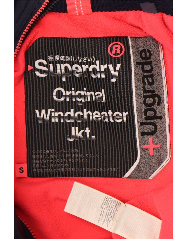 Jaqueta corta-vento feminina Superdry UK 10 pequena azul marinho