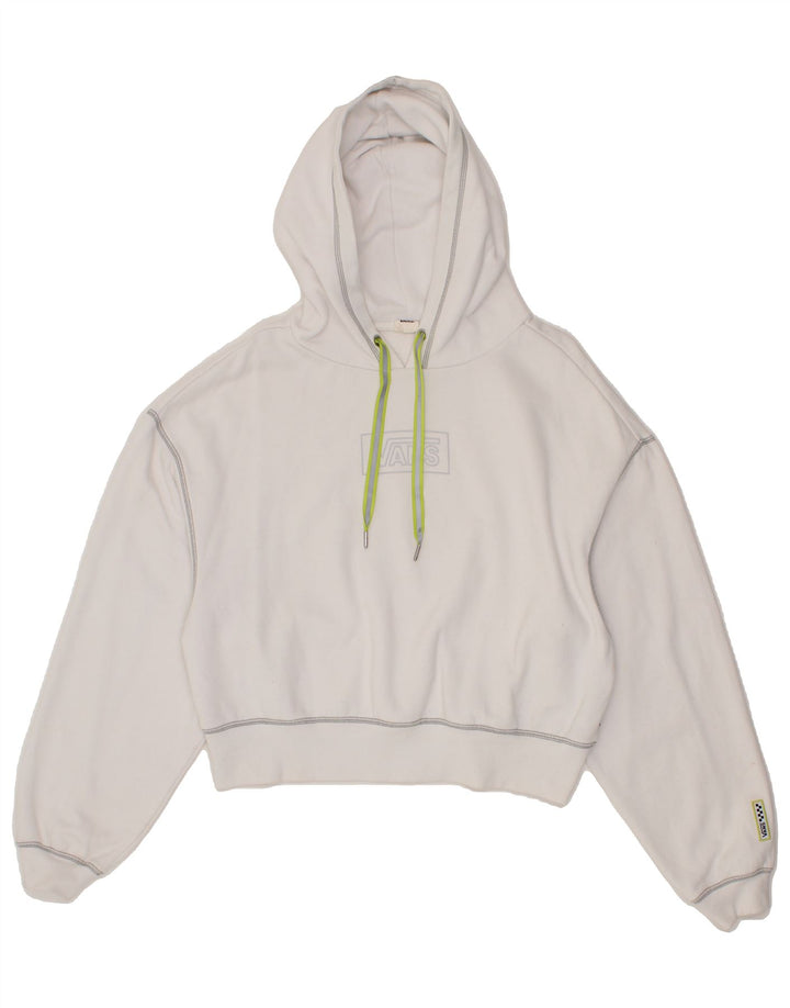 VANS Womens Graphic Crop Hoodie Jumper UK 16 Large White Cotton Vintage Vans and Second-Hand Vans from Messina Hembry 