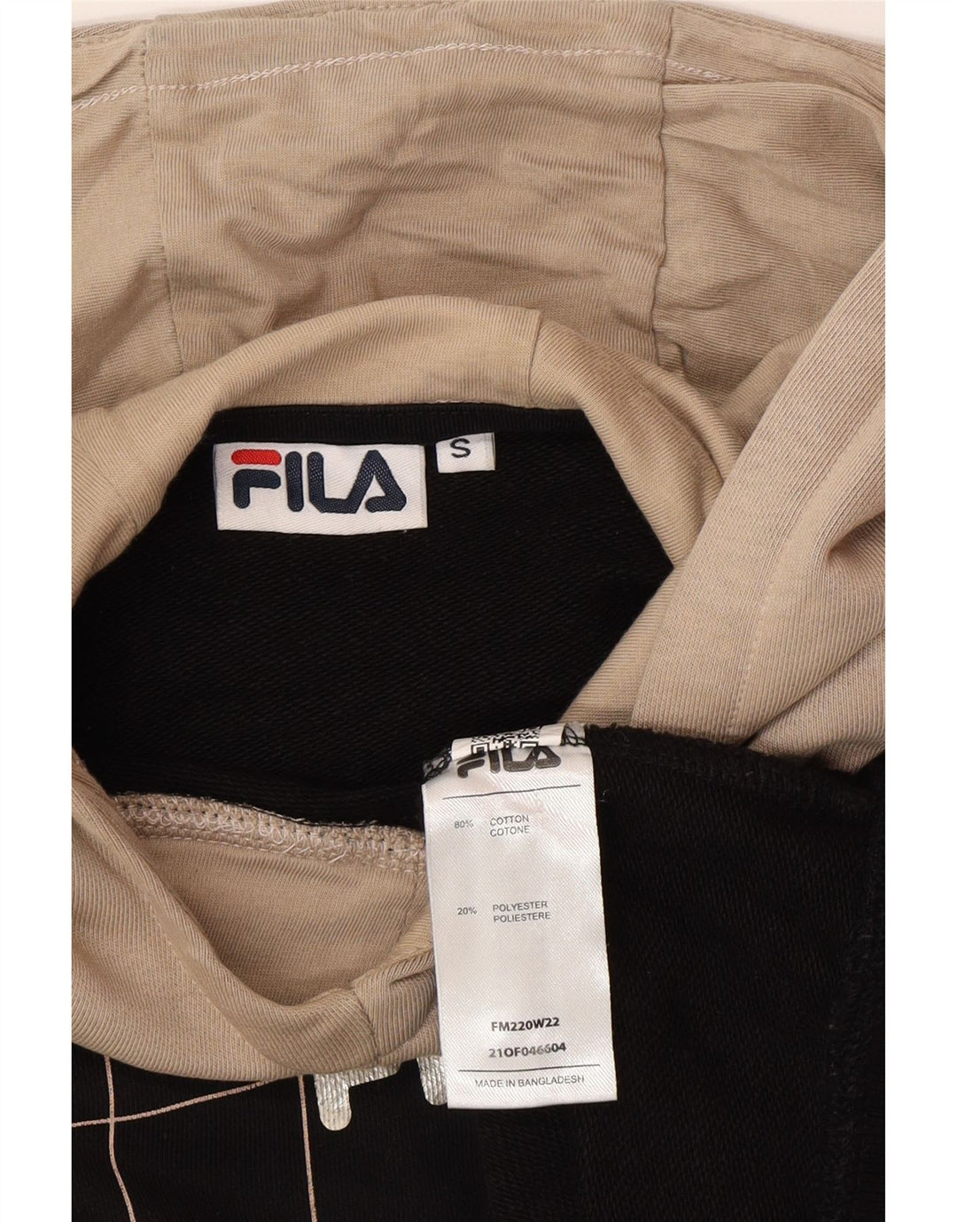 Fila Mens Graphic Hoodie Jumper Pequeno Algodão Xadrez Preto