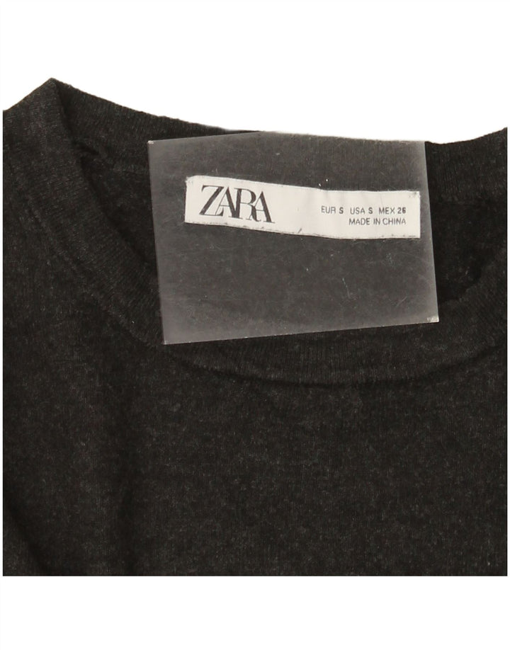 Zara Suéter feminino com gola canoa e gola redonda, Reino Unido 10, pequeno, cinza