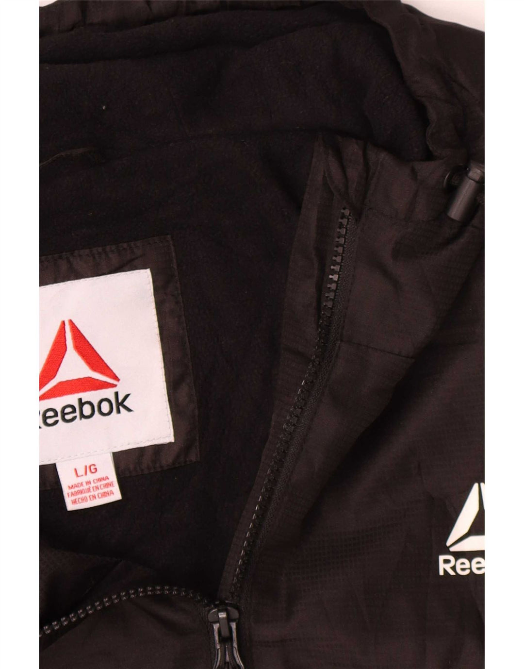 Jaqueta bomber com capuz masculina Reebok UK 40 grande poliéster preto