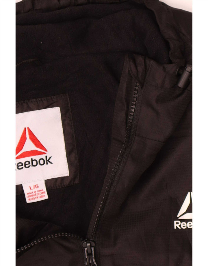 Jaqueta bomber com capuz masculina Reebok UK 40 grande poliéster preto