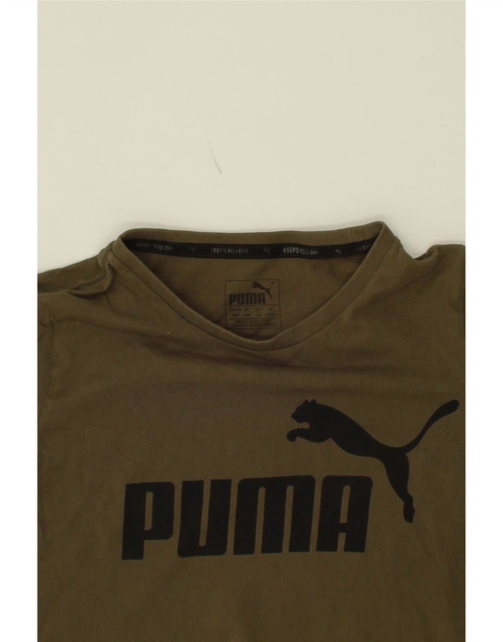 PUMA Boys Graphic Top Long Sleeve 9-10 Years Khaki Vintage Puma and Second-Hand Puma from Messina Hembry 
