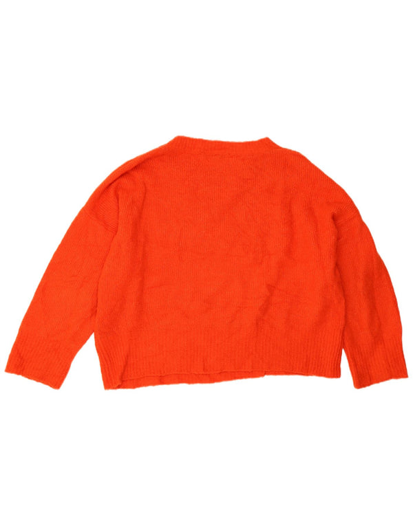 Zara Suéter feminino cropped grande com gola canoa Reino Unido 14 médio laranja