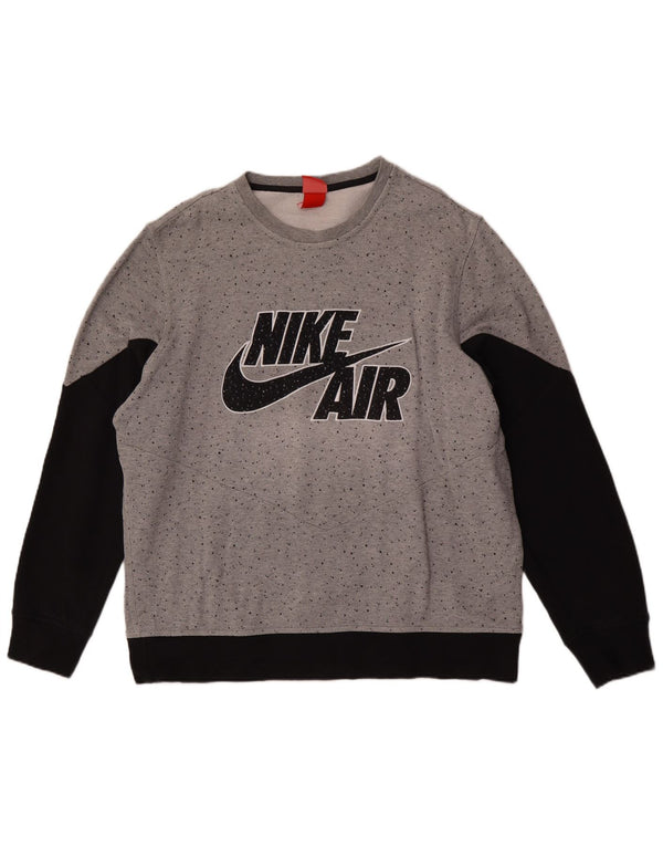 Moletom gráfico masculino Nike Jumper XL cinza colorblock algodão