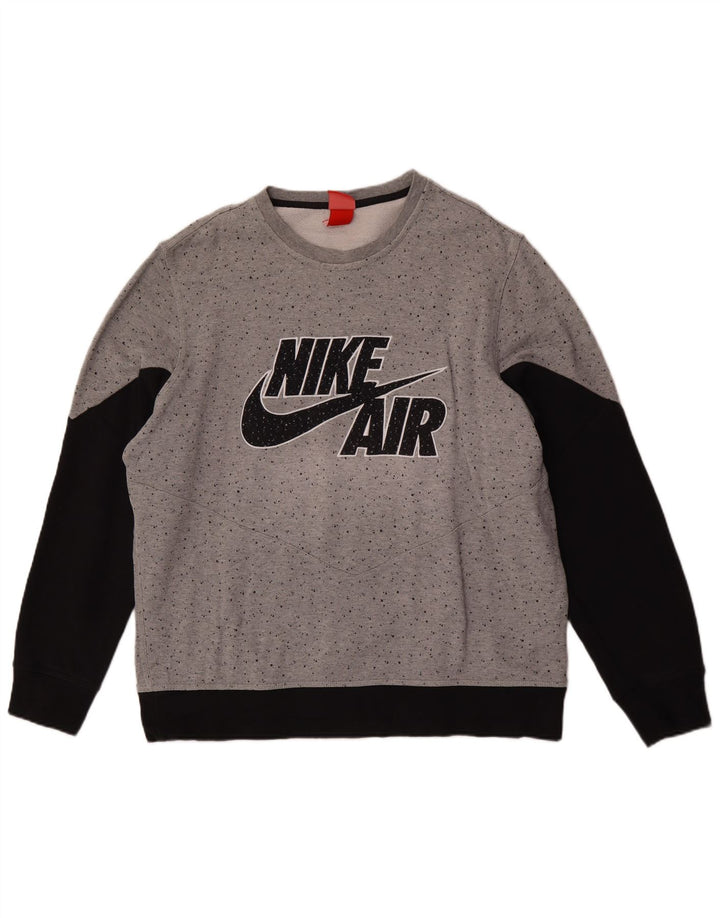 Moletom gráfico masculino Nike Jumper XL cinza colorblock algodão
