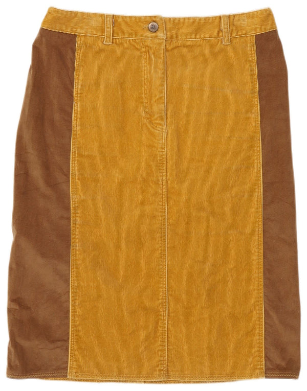 Saia feminina de veludo cotelê Henry s IT 42 médio W29 bloco colorido amarelo