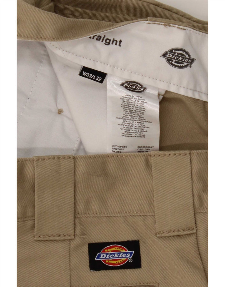 Calças Chino retas masculinas Dickies W33 L32 poliéster bege