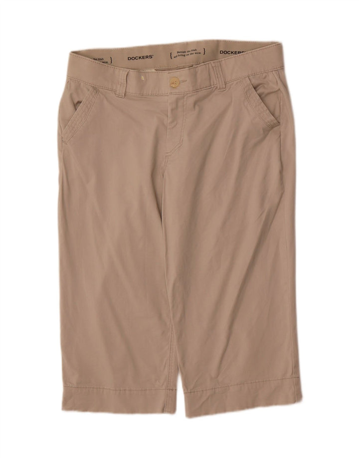 Calça capri feminina DOCKERS reta US 14 XL W36 L18 algodão bege