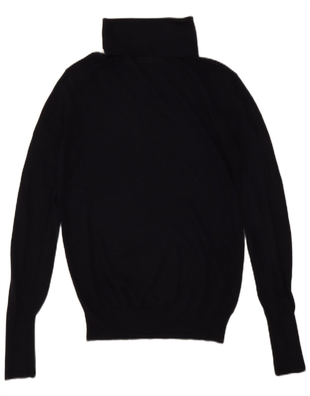 Suéter feminino Zara com gola redonda e gola alta Reino Unido 12 médio azul marinho modal