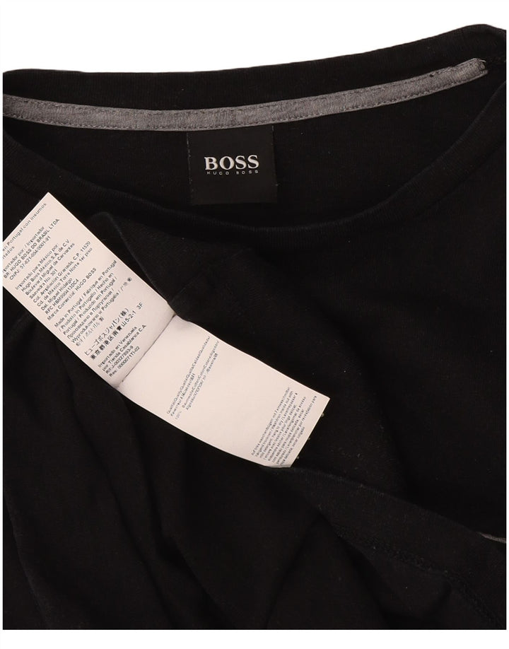 Hugo Boss Mens Top Manga Longa Médio Algodão Preto