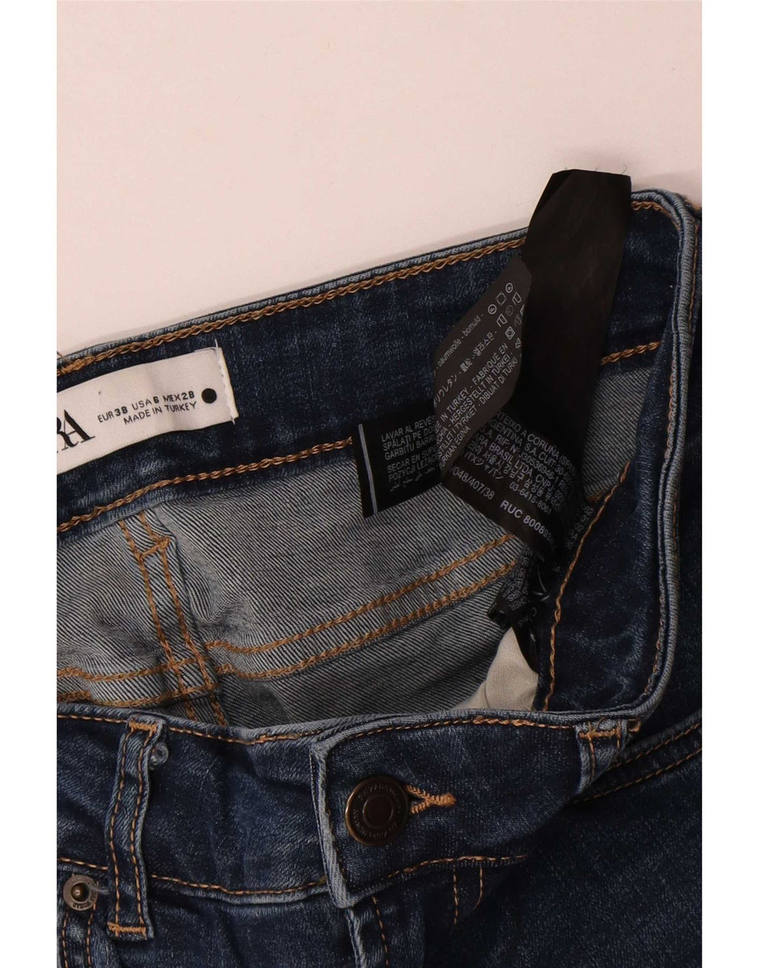 Zara Jeans Bootcut Feminino EU 38 Pequeno W28 L32 Azul Marinho Algodão