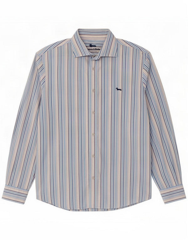 Harmont & Blaine Camisa masculina de ajuste estreito 2XL listrado azul