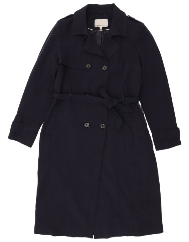 Trench Coat feminino Oasis UK 16 grande poliéster azul marinho