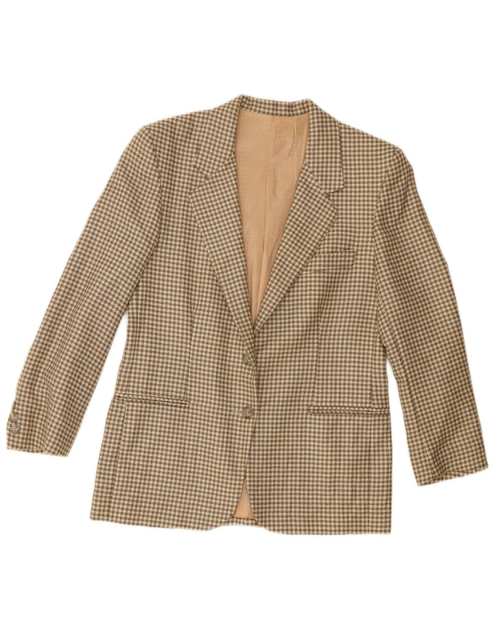 Jaqueta blazer feminina Anna com 2 botões IT 44 lã houndstooth bege médio
