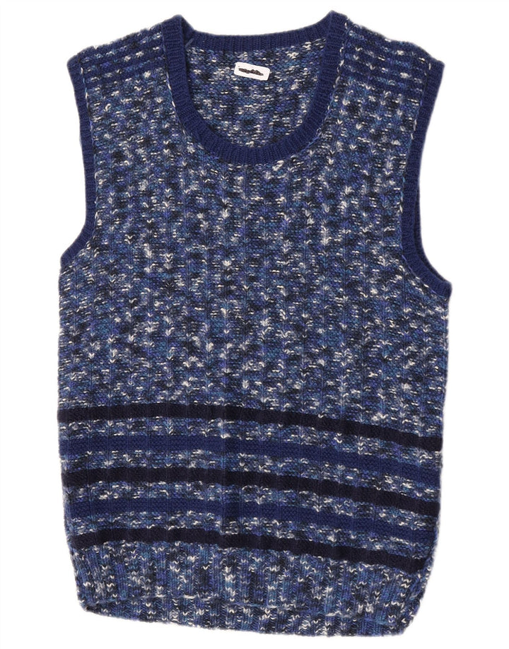 Colete masculino vintage regata pequena azul manchada