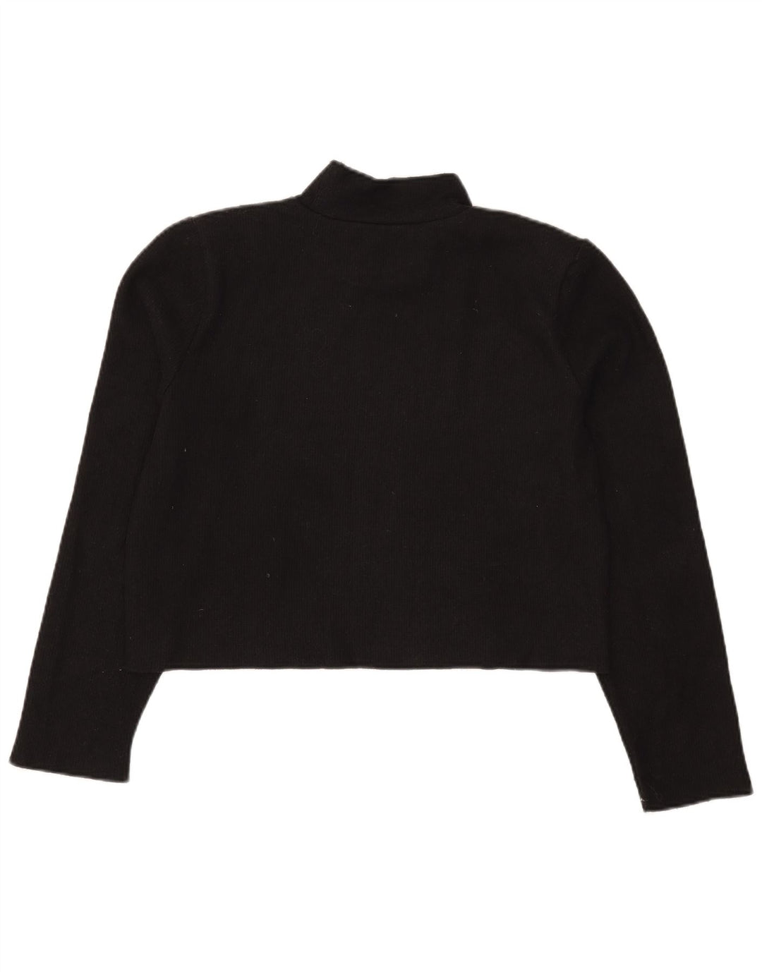 Zara Crop Top Feminino Manga Longa Reino Unido 14 Poliéster Preto Médio