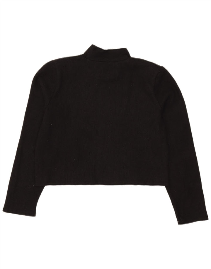 Zara Crop Top Feminino Manga Longa Reino Unido 14 Poliéster Preto Médio
