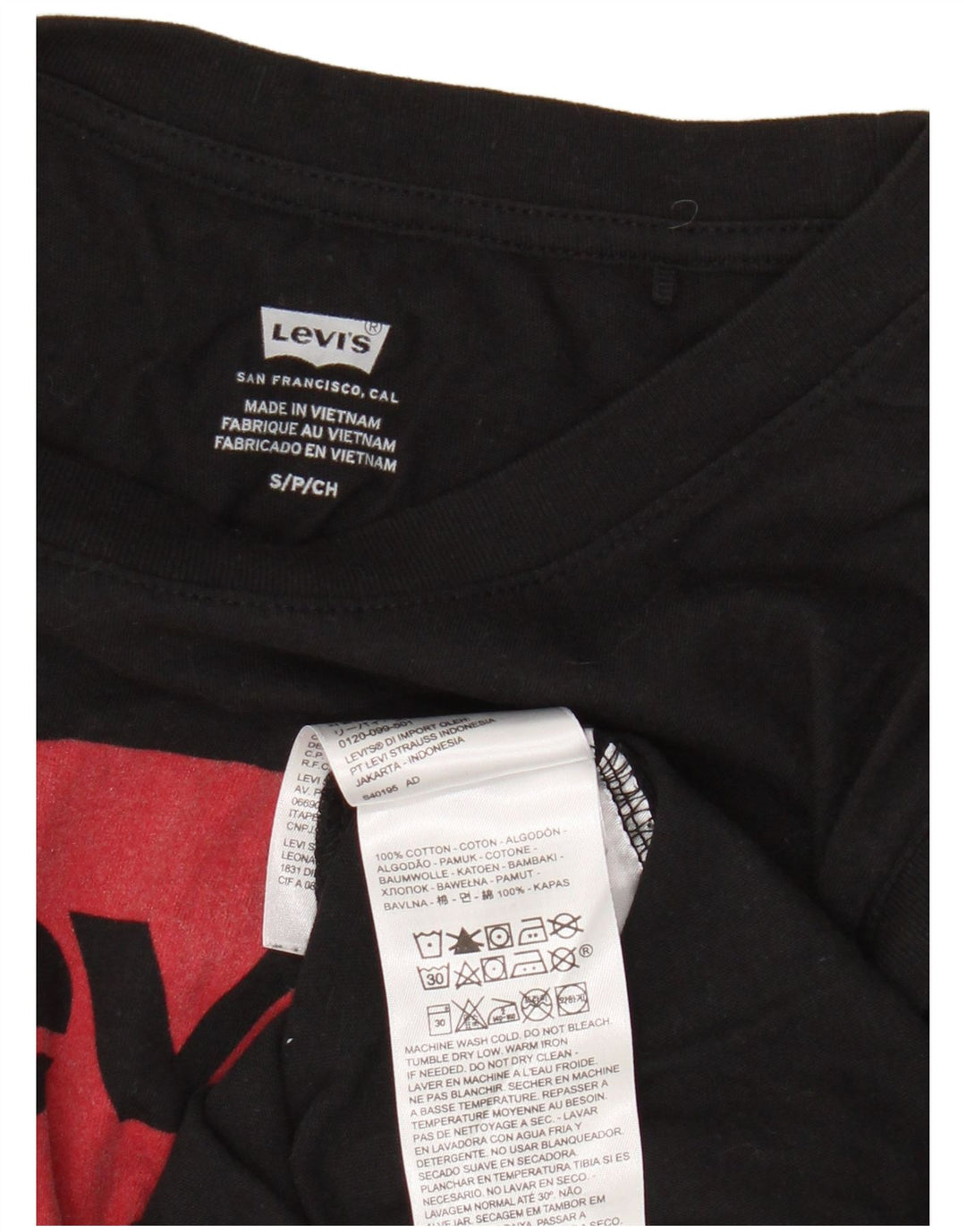 Colete gráfico feminino Levi's Top UK 10 pequeno algodão preto