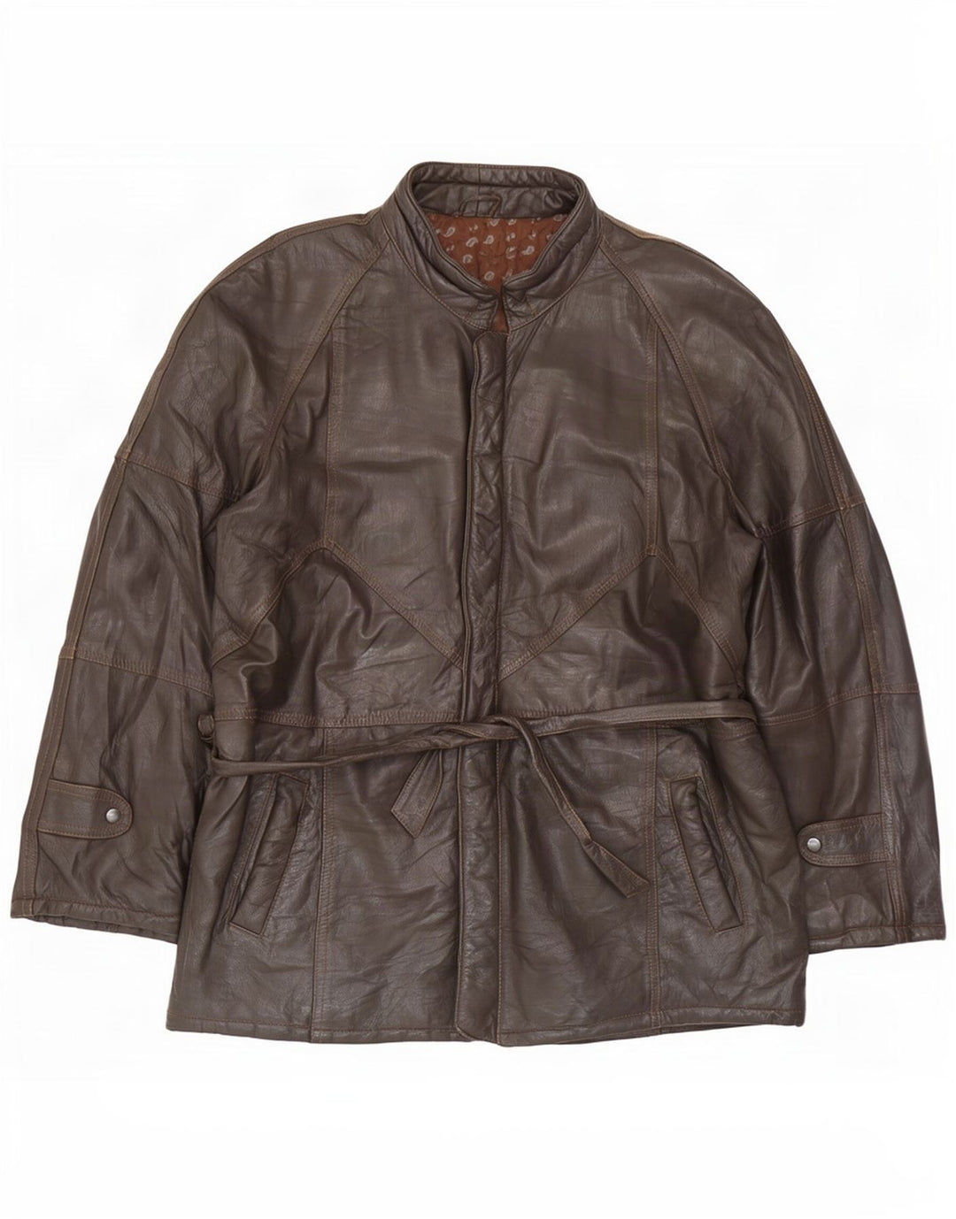 Jaqueta de couro masculina vintage UK 40 grande marrom