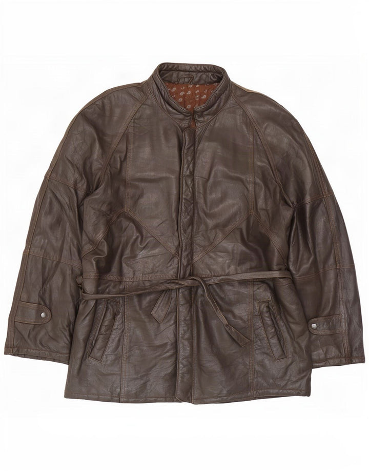 Jaqueta de couro masculina vintage UK 40 grande marrom