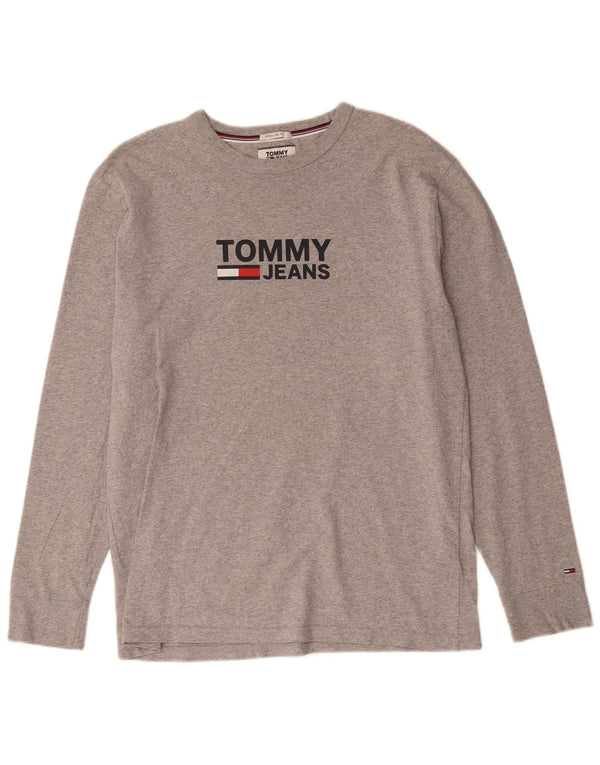Tommy Hilfiger Mens Regular Fit Gráfico Top Manga Longa Médio Cinza Salpicado