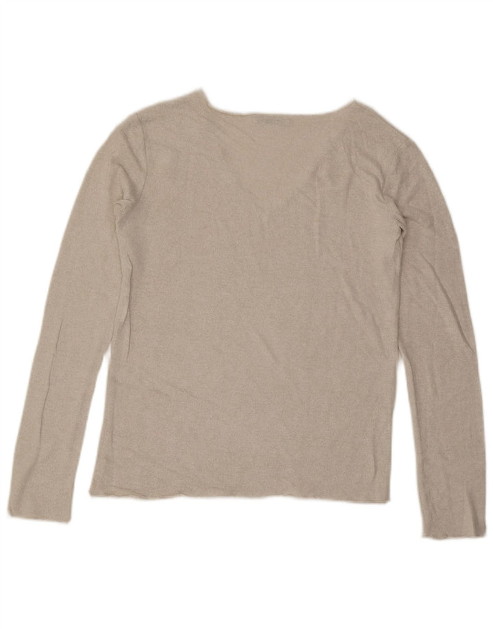 Suéter feminino ZARA com decote em V UK 10 pequeno off white