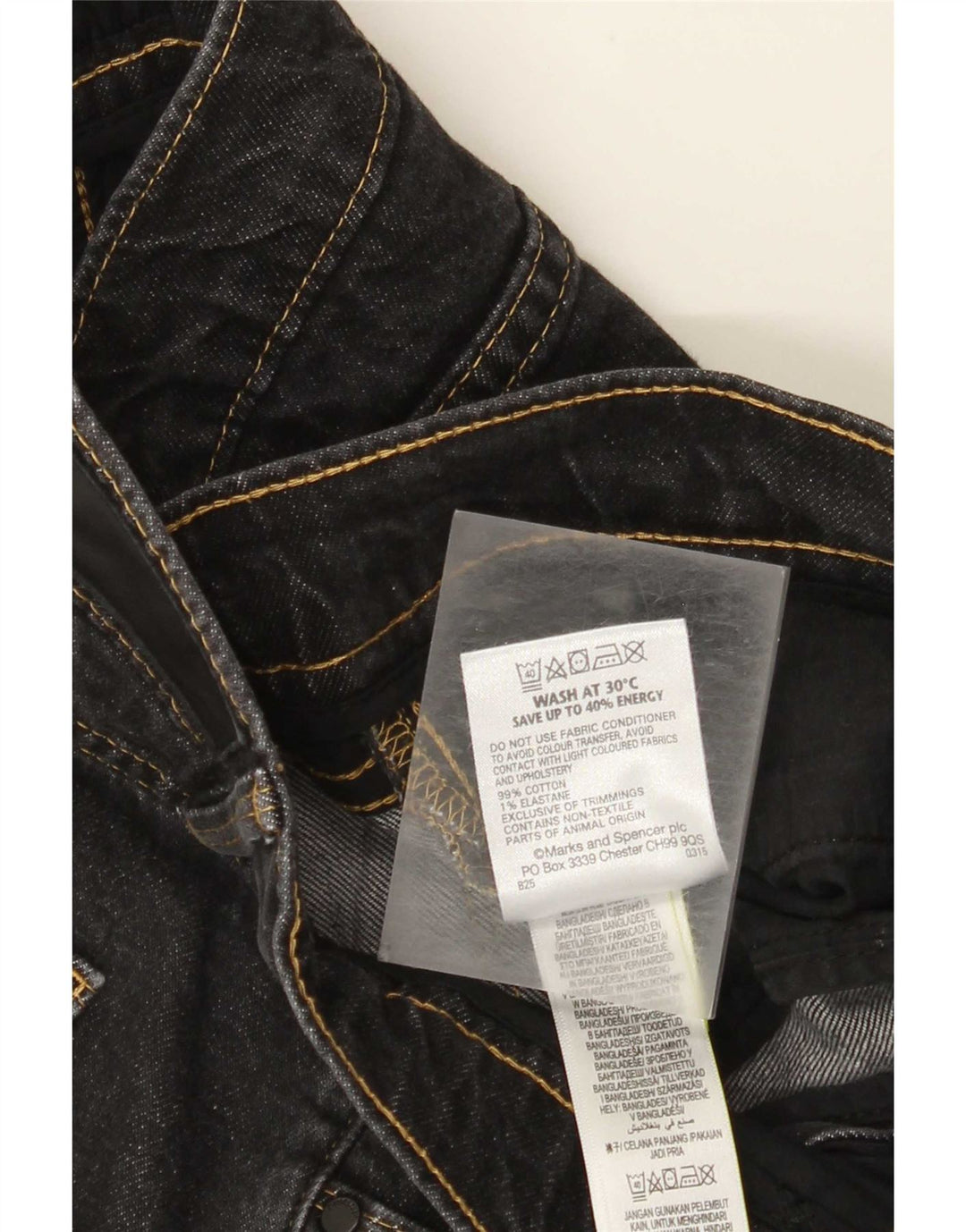 Marks & Spencer Masculino Autograph Slim Jeans W34 L31 Algodão Preto