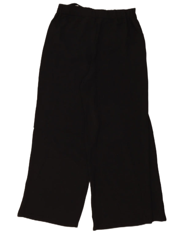 Zara Calça feminina casual de perna larga grande W30 L30 poliéster preto