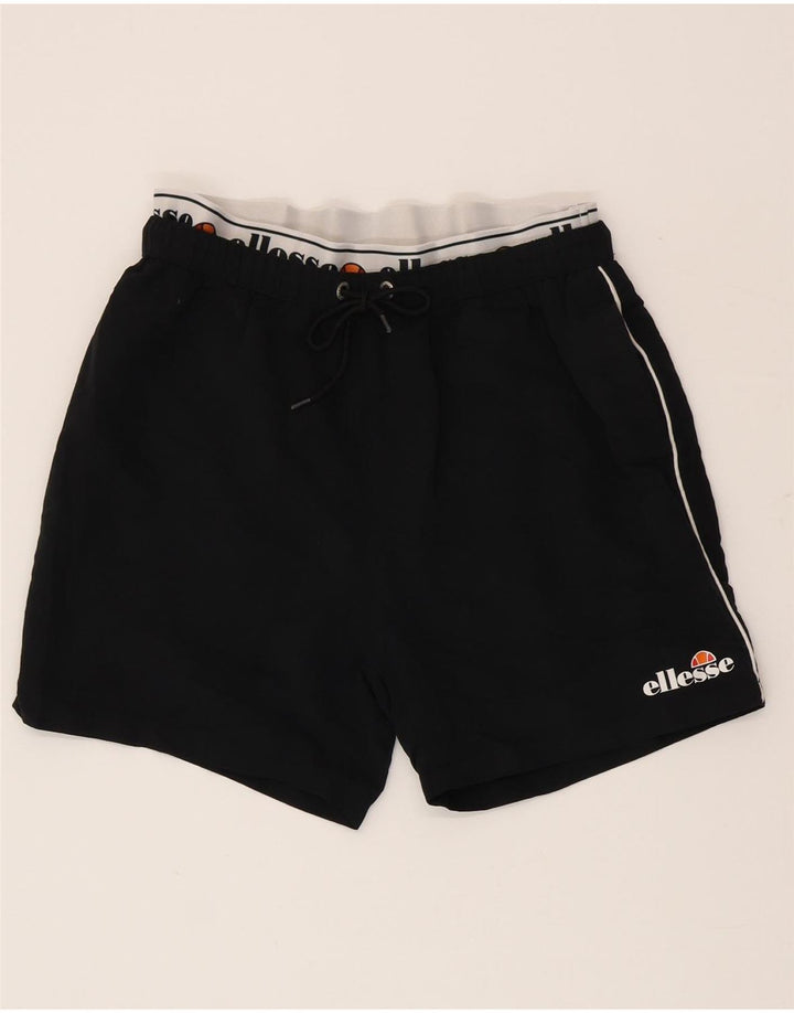Ellesse Mens Graphic Sport Shorts Médio Preto Colourblock Poliéster