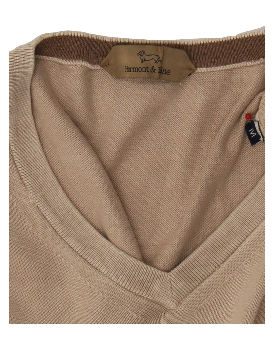 HARMONT & BLAINE Mens V-Neck Jumper Sweater Medium Beige Cotton Vintage Harmont & Blaine and Second-Hand Harmont & Blaine from Messina Hembry 