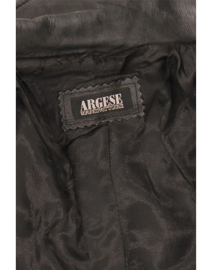 Casaco de couro feminino VINTAGE UK 10 pequeno preto