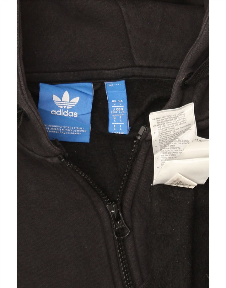 ADIDAS Mens Graphic Zip Hoodie Sweater Large Black Cotton Vintage Adidas and Second-Hand Adidas from Messina Hembry 