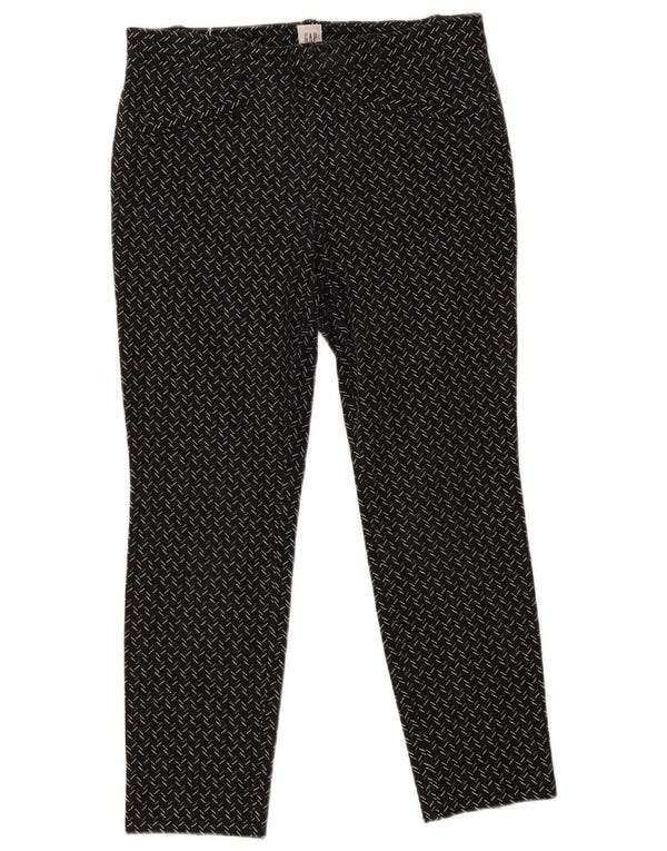 Calça feminina skinny cortada no tornozelo Gap Reino Unido 8 pequena W28 L24 preta geométrica
