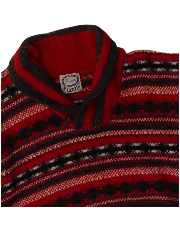 Suéter feminino PRINCIPLES com gola xale UK 14 médio vermelho Fair Isle