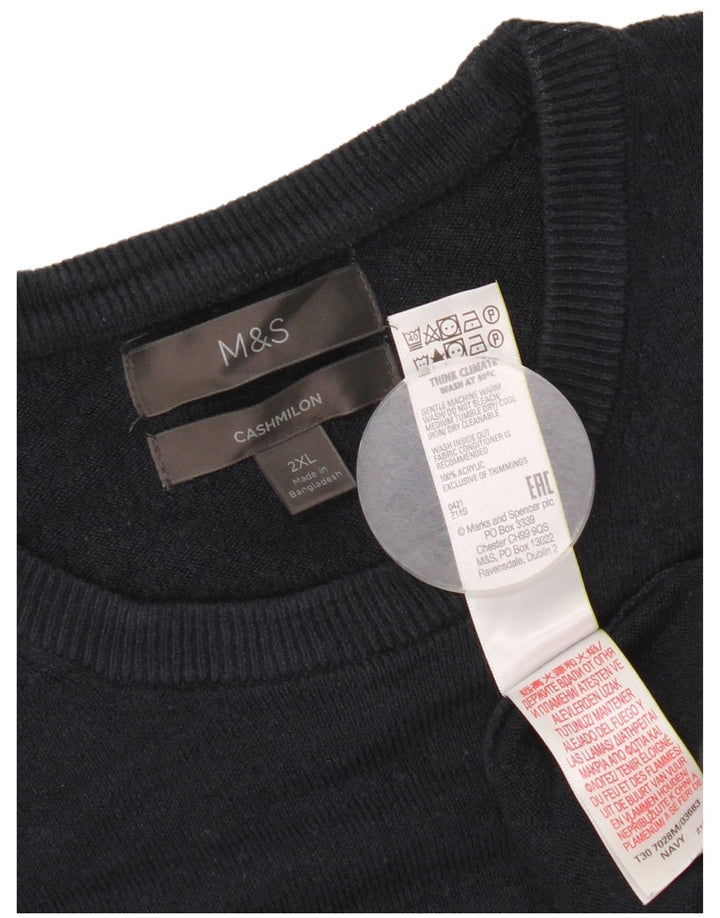 Suéter masculino Marks & Spencer com gola redonda 2XL azul marinho acrílico