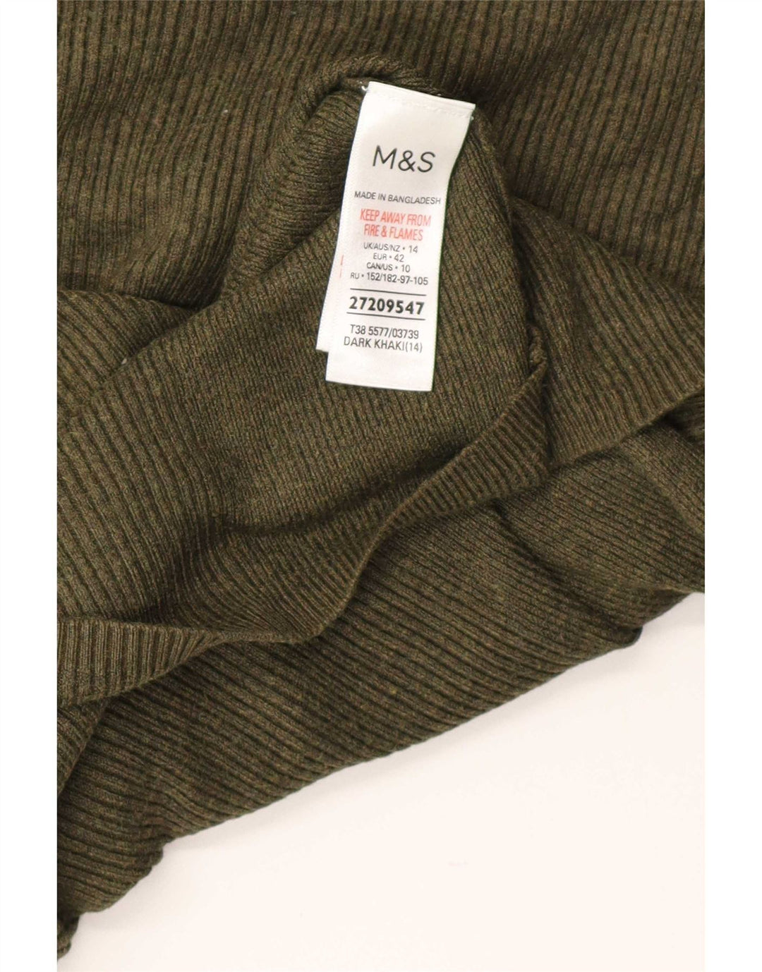 Suéter feminino Marks & Spencer com gola tartaruga Reino Unido 14 grande viscose cáqui