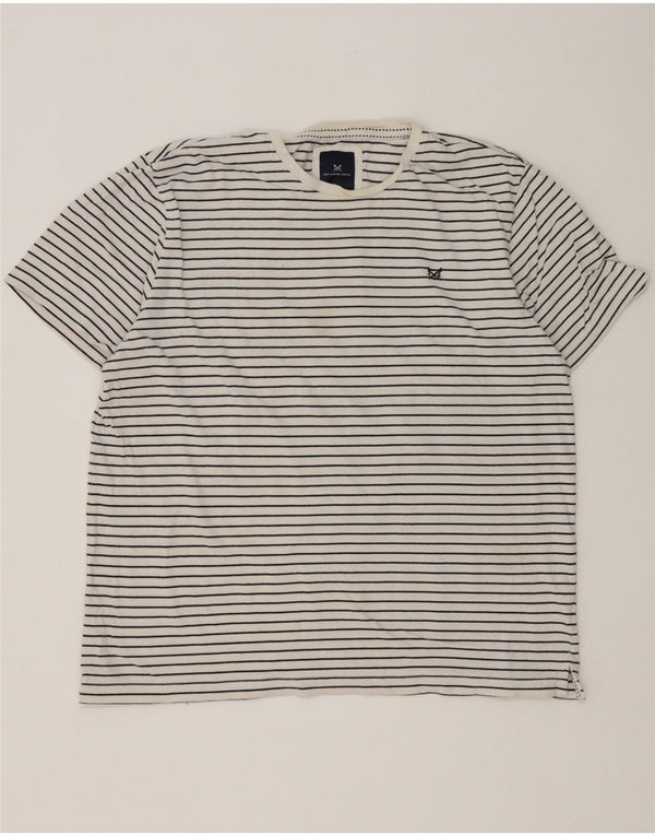 Camiseta masculina Crew Clothing Top 2XL algodão listrado branco