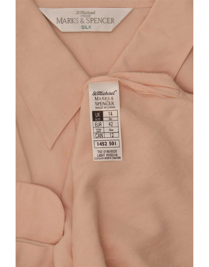 Blusa feminina Marks & Spencer St. Michael, Reino Unido, 14, grande, seda rosa