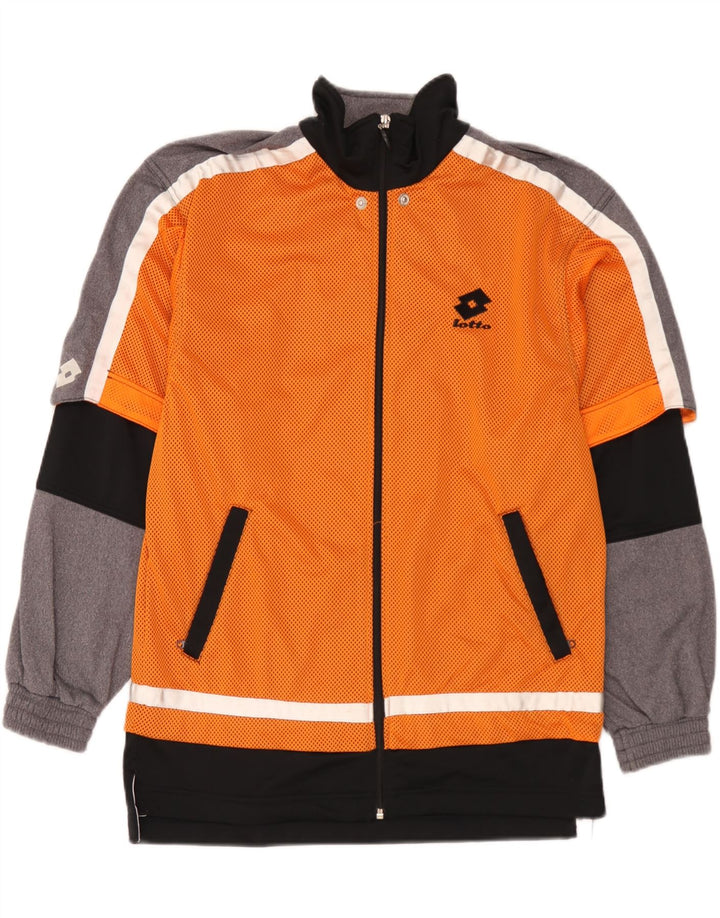 Lotto Mens Graphic Tracksuit Top Jacket Pequeno Laranja Colorblock Poliéster