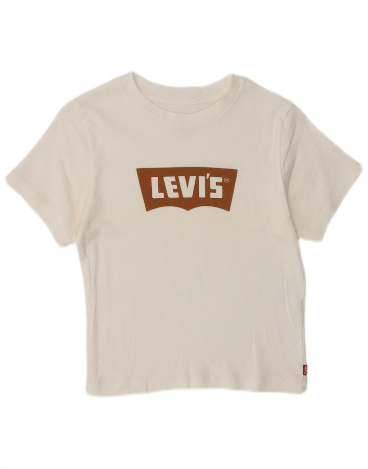 Camiseta feminina Levi's Crop Graphic UK 8 pequena branca