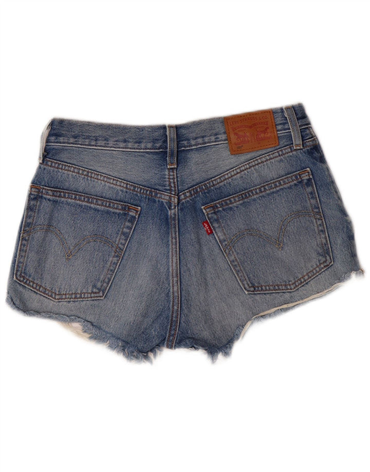 Shorts jeans feminino Levi's 501 desgastado W26 pequeno azul algodão clássico