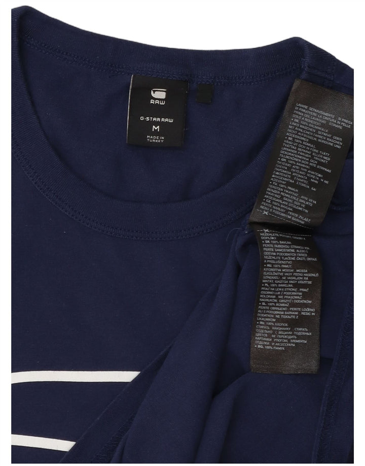 Camiseta gráfica masculina G-Star Top médio algodão azul marinho