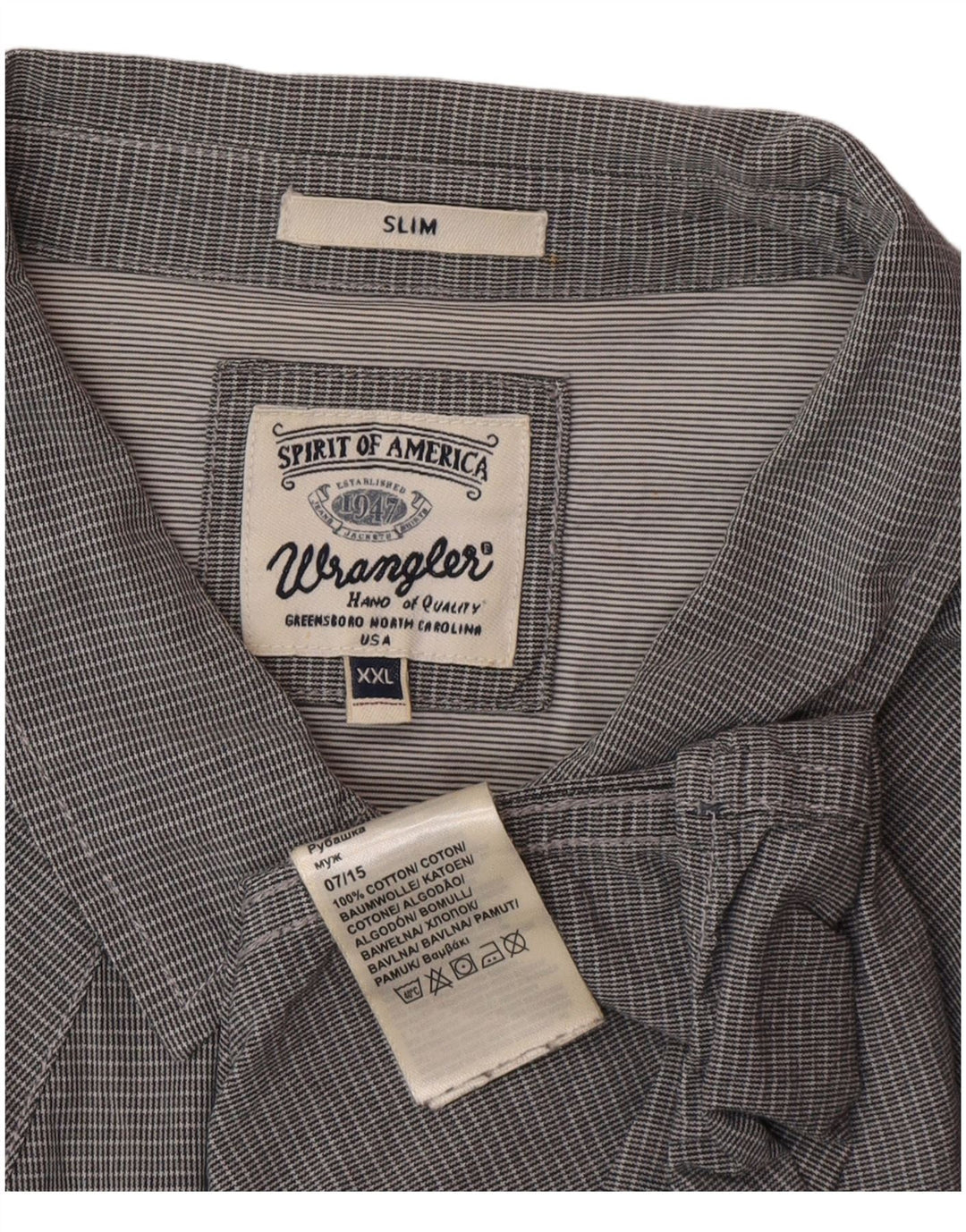Camisa Wrangler Feminina Slim 2XL Algodão Xadrez Cinza