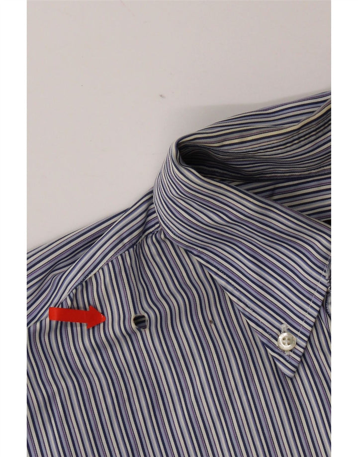Camisa masculina Etro tamanho 40 algodão listrado azul médio