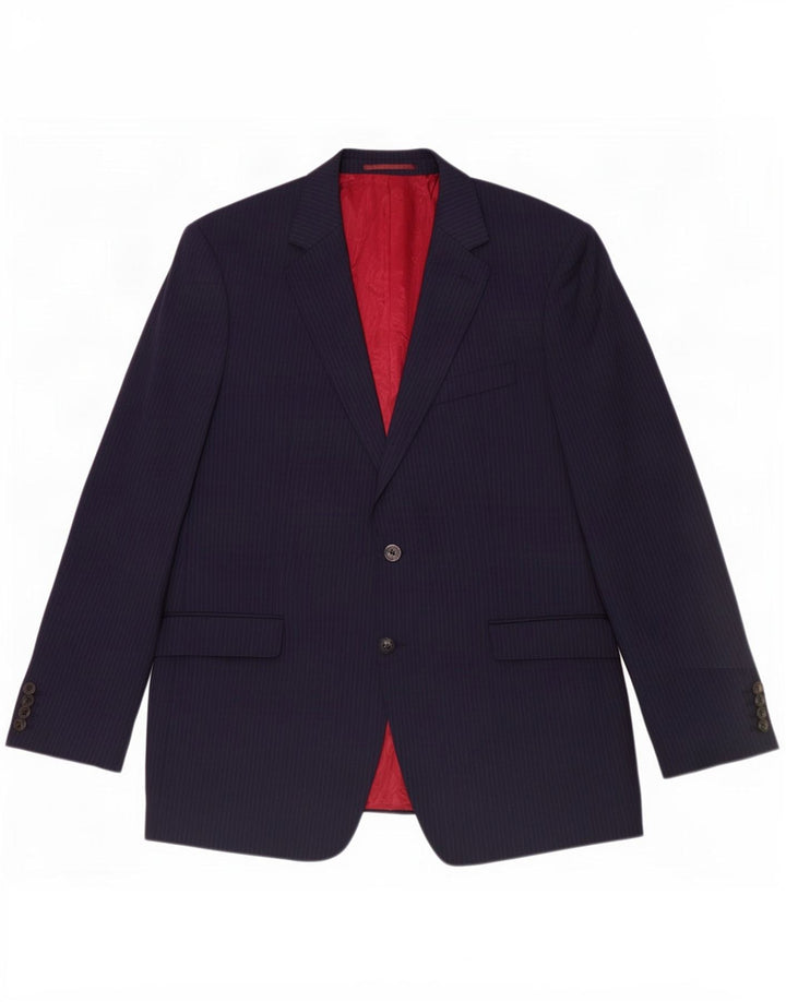Jaqueta blazer masculina longa de 2 botões Marks & Spencer Reino Unido 44 XL azul marinho